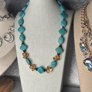 Turquoise and Smokey Topaz Bead Necklace